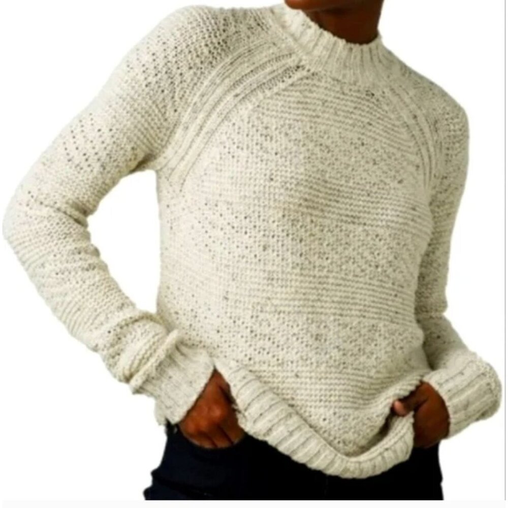 PRANA Nemma Organic Cotton Chunky Knit Sweater Oatmeal X-Large